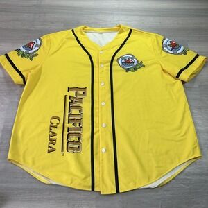 Pacifico Shirt Mens 2XL Yellow Cerveza Clara Beer Baseball Button Up Jersey